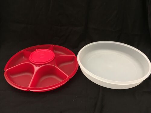 Tupperware Six Compartment Serving Tray/Platter Red NEW - Picture 2 of 5