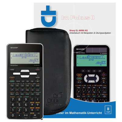 Sharp EL-W531 TH WH weiß mit CalcCase Schutztasche schwarz und Buch