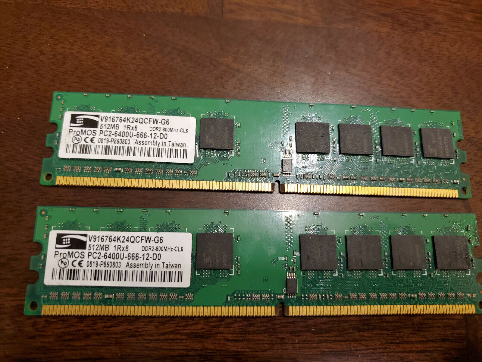 ProMOS PC2-6400U-666-12-D0 1GB (2x512MB) 1Rx8 RAM 