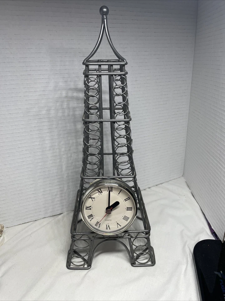 Reloj Torre Eiffel Nuevo 14"" Alto Cómoda de Mesa Pequeño 4" Torre Eiffel incluida Foto 2 de 4