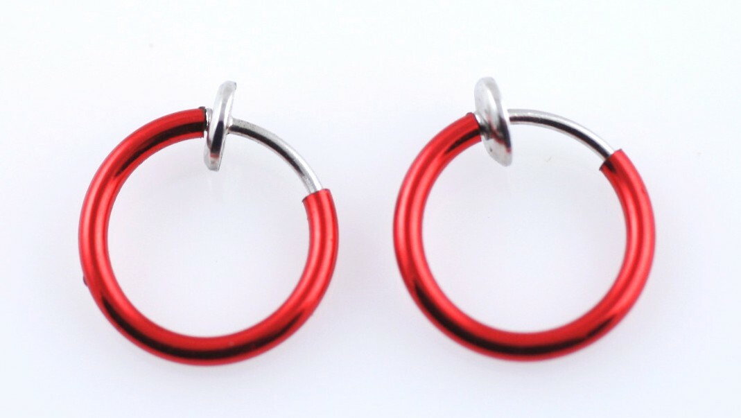 1 Pair Spring Clip On Hoops Earrings ½