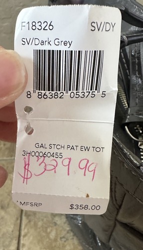 Coach Bag- Gal Stch Pat Ew Tote. Bag Silver/Dark Grey Blemish on Bag.’ - Picture 8 of 9
