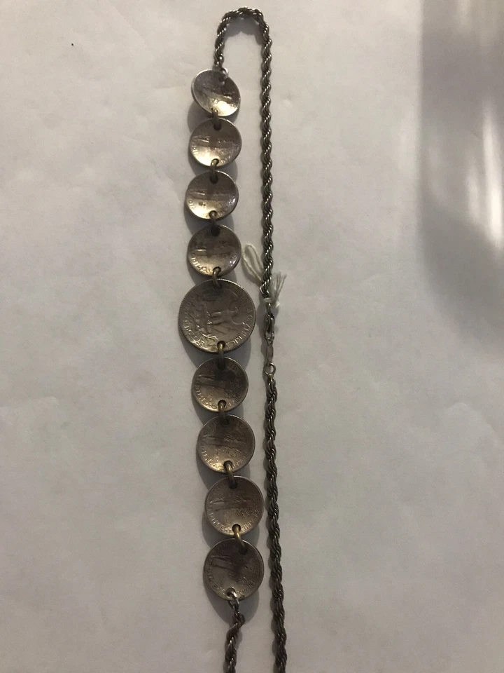 Collar moneda antigua plata 1 cuarto y 8 centavos Foto 4 de 4