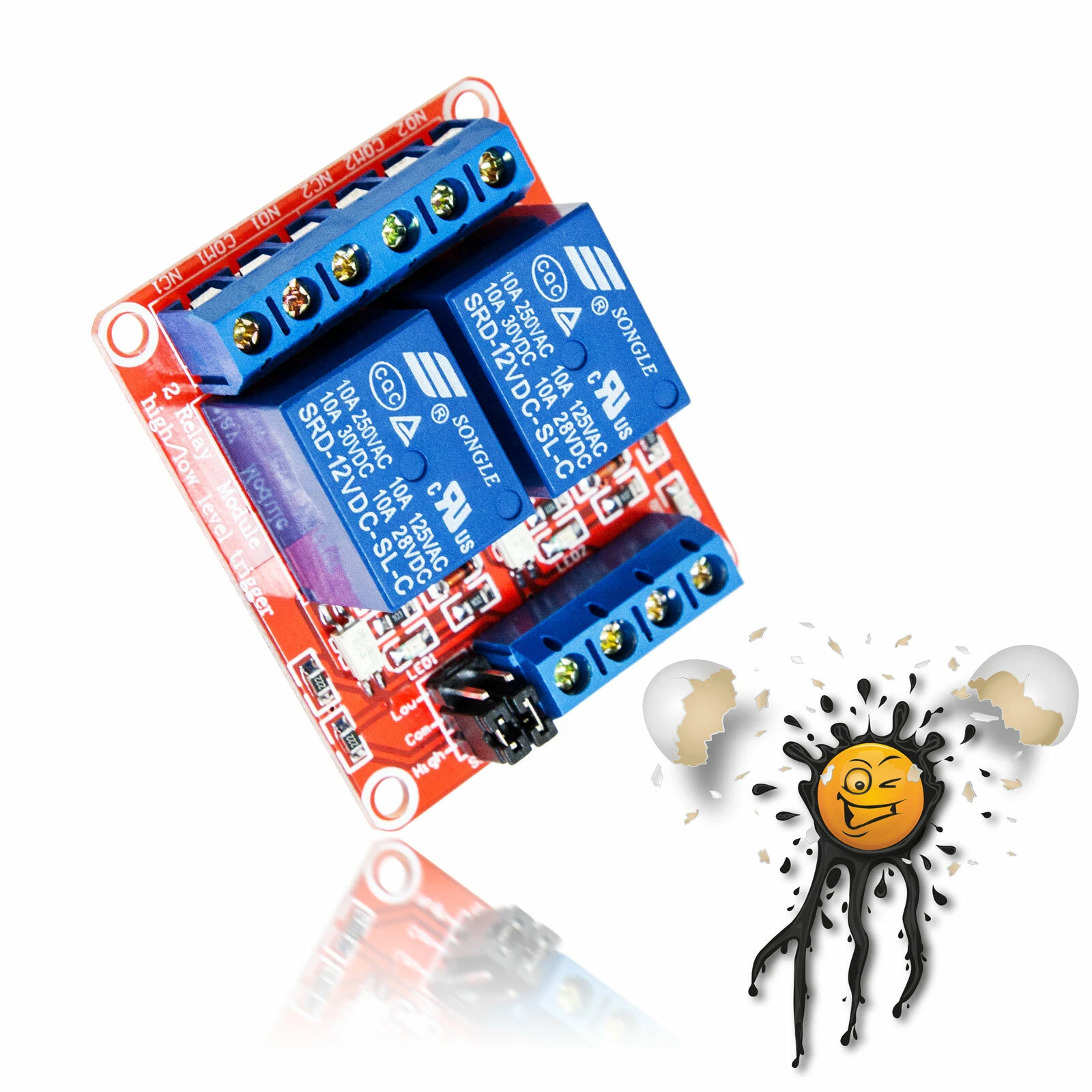 12V 2 Channel Relais Module screw connectors