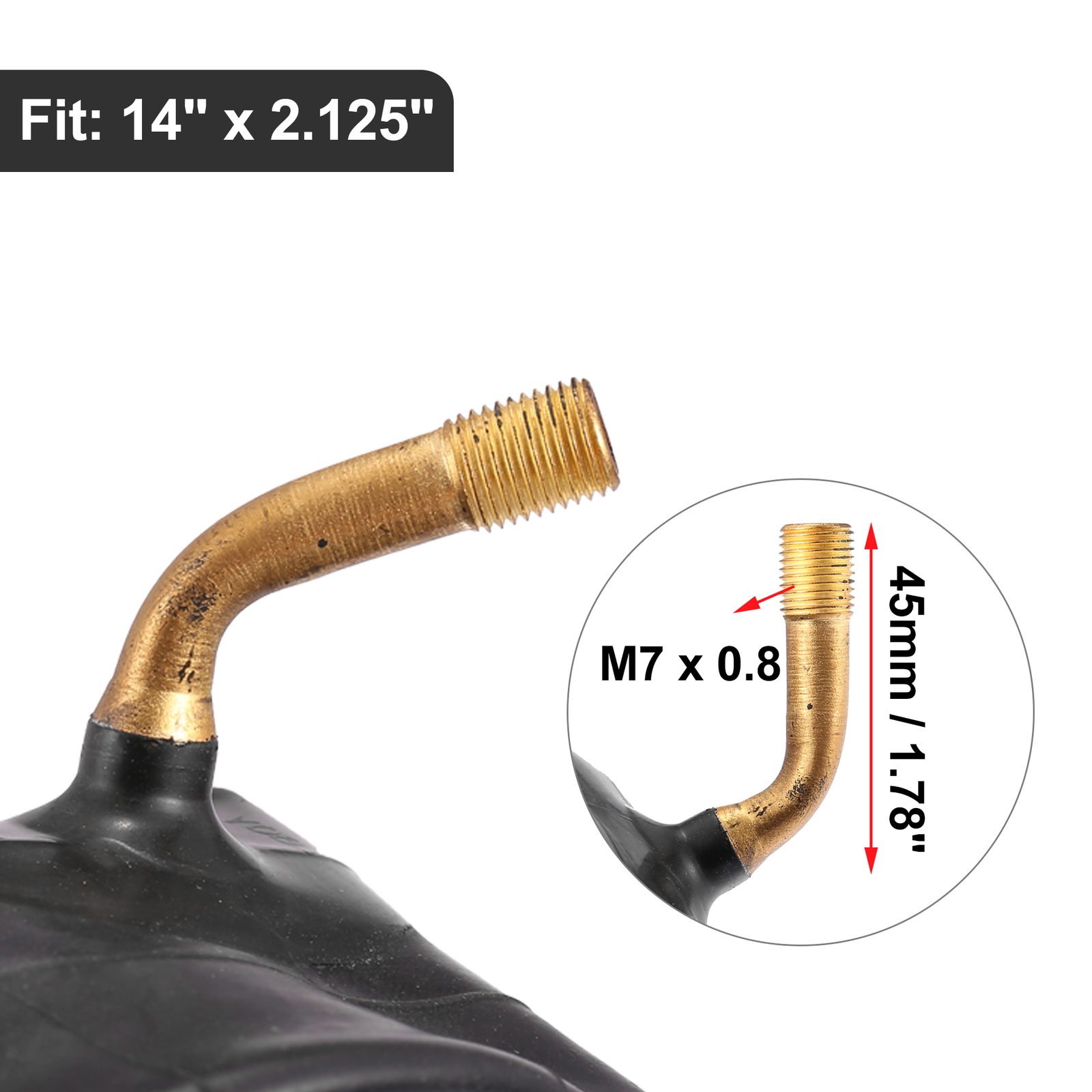 Pack of 3 14" Bike Inner Tube 14x2.125 Rubber 45mm Long Bent Valve MTB