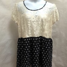 Asos Curve 22 Dress Ivory Floral Lace Navy Blue Polka Dot Plus Size
