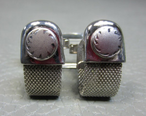 Authentic Vintage Center Sun Rays Wrap Around White Gold Plated Cuff Links 