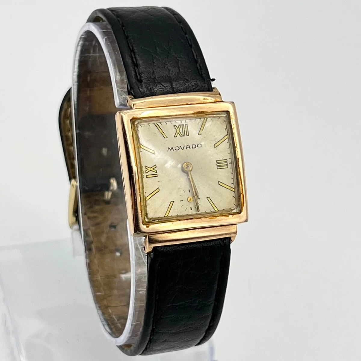 Vintage 1940s Men s MOVADO 14k Gold Filled Mechanical Watch 17 Js