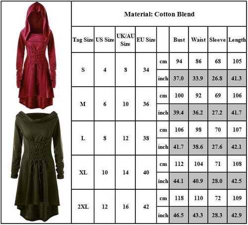 Womens Victorian Medieval Dress Renaissance Gothic Cosplay Costume Halloween - Picture 5 of 16