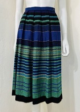 Vtg College Town Multicolor Wool Blend Stripe A-line Midi Skirt Size 3/4 VGC
