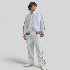 Men's Manzini White  Black Velvet Casual Tracksuits Outfits Sets NWT