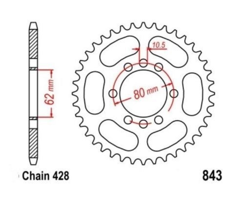 Roue a Chaîne 49 Dents Chaîne 428 en Acier Renforcé pour Yamaha DT 80 LC II