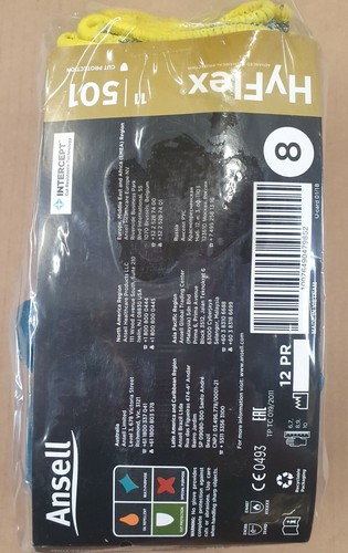 12 Paar Ansell HyFlex 11-501 Gr.8 Montagehandschuhe Arbeits-Handschuhe - Bild 2 von 2