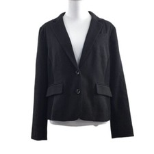 Chicos Jacket Women s medium Black Cotton Blazer Chico s 1 Two Button Front Work