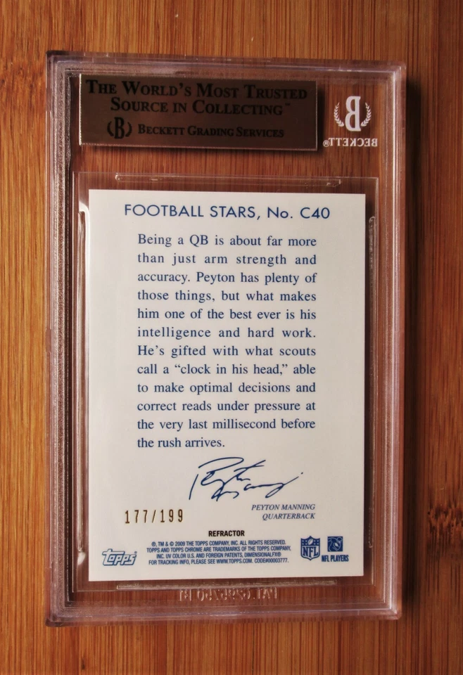 2009 Topps Chrome Chicle Refractor #40 PEYTON MANNING /199 BGS 9.5 GEM MINT - Image 2 of 2