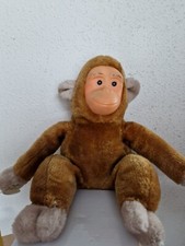 Alter Affe mit Gummi Gesicht  RAR 80er/90er Kuscheltier Pl&uuml;schfigur Pl&uuml;schtier