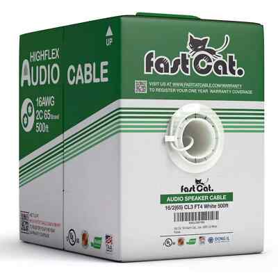 500'FT fast Cat. Speaker Wire 16 Guage 2C, Cable Audio 100% Oxygen-Free copper