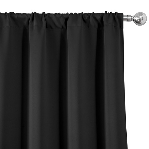Black Blackout Curtains/42 x 63 Inch/Set of 2 Panels Rod Pocket Room Darkenin... - Picture 7 of 10