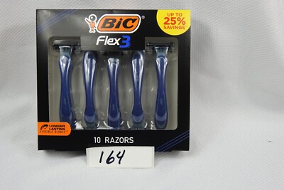 BIC FLEX 3 Shaving Kit 10 Razors Handle w/ Flexible Blades Durable Blades