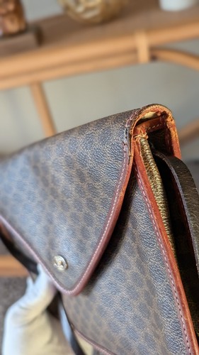 Vintage Rare CELINE Envelope Clutch Macadam Leather Canvas Crossbody bag - Picture 22 of 24