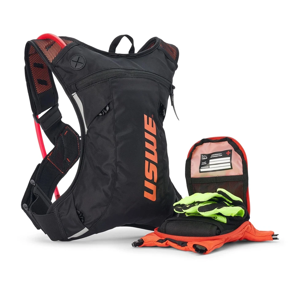 USWE MOTO Hydro 3L Hydration Pack w/2.0L Bladder Enduro Off Road - Black Orange - Bild 2 von 4