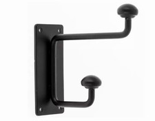 Black Metal Double Towel Hook, Traditional Bathroom Wall Mount, Matte Finish