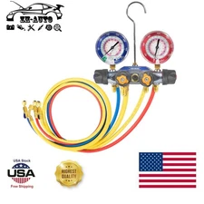 49968 Charging Manifold & 4 Valve Test Gauge Tool For R-22 R-404A R-410A