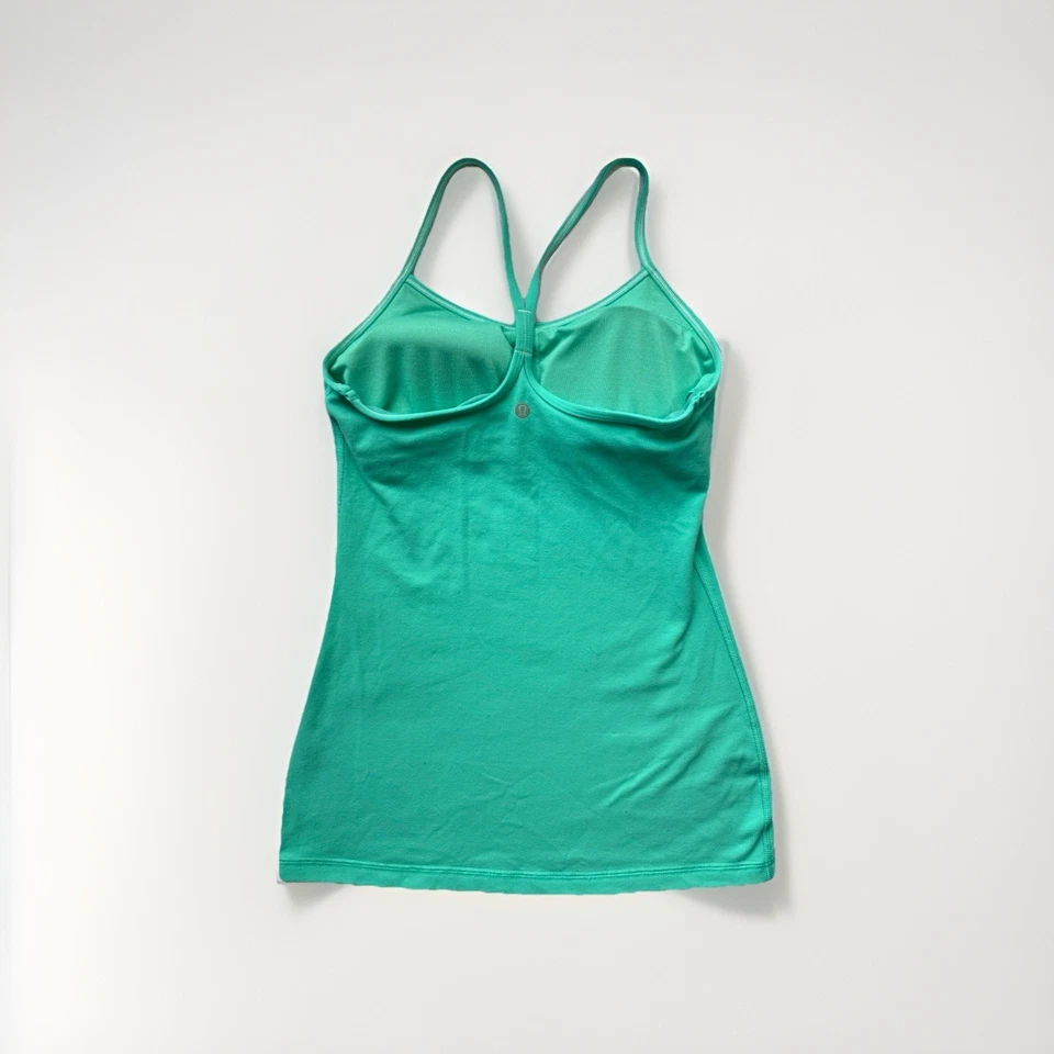 Camiseta sin mangas Lululemon Power Y sujetador incorporado verde azulado aguamarina talla 6 estante yoga gimnasio Foto 2 de 4