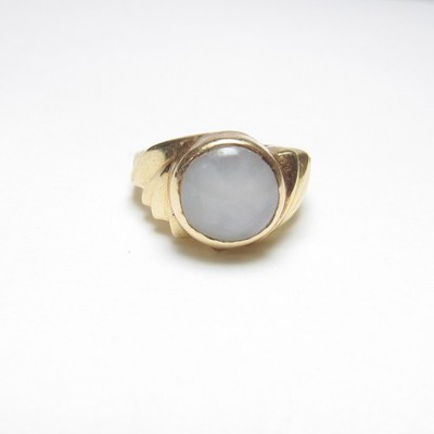 BIJOU Estate 14K Yellow Gold 2.75 Ct Natural Gray Star Sapphire Solitaire Ring
