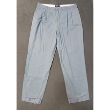 Polo Ralph Lauren Andrew Pant Mens 38x30 Light Blue Pleated Cuffed Chino Trouser
