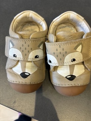 Geox Baby Halbschuhe Leder beige Größe 20 mit Fuchs Tiermotiv Klettverschluss