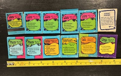 Lot Of 12 Vintage Matchbooks Of The Zodiac Signs Matches Used-some Duplicates