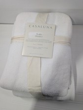 Casaluna Micro Waffle Bed Blanket Full/Queen White Soft Cotton Blend 92 x 96 
