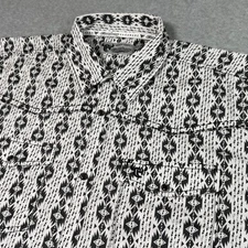 Cowboy Hardware Pearl Snap Shirt Mens Large White Aztec Geometric Western Rodeo