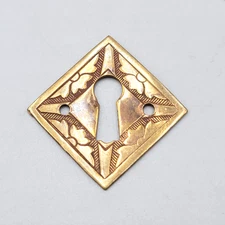 Vintage Square Brass Skeleton Keyhole Escutcheon Salvage Hardware 1.5" (59)