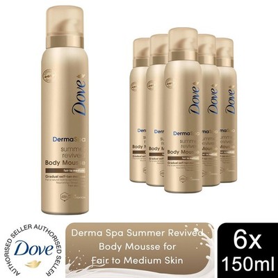 Dove Derma Spa Self Tan Body Mousse Summer Revived für helle/mittlere Haut, 6x150ml