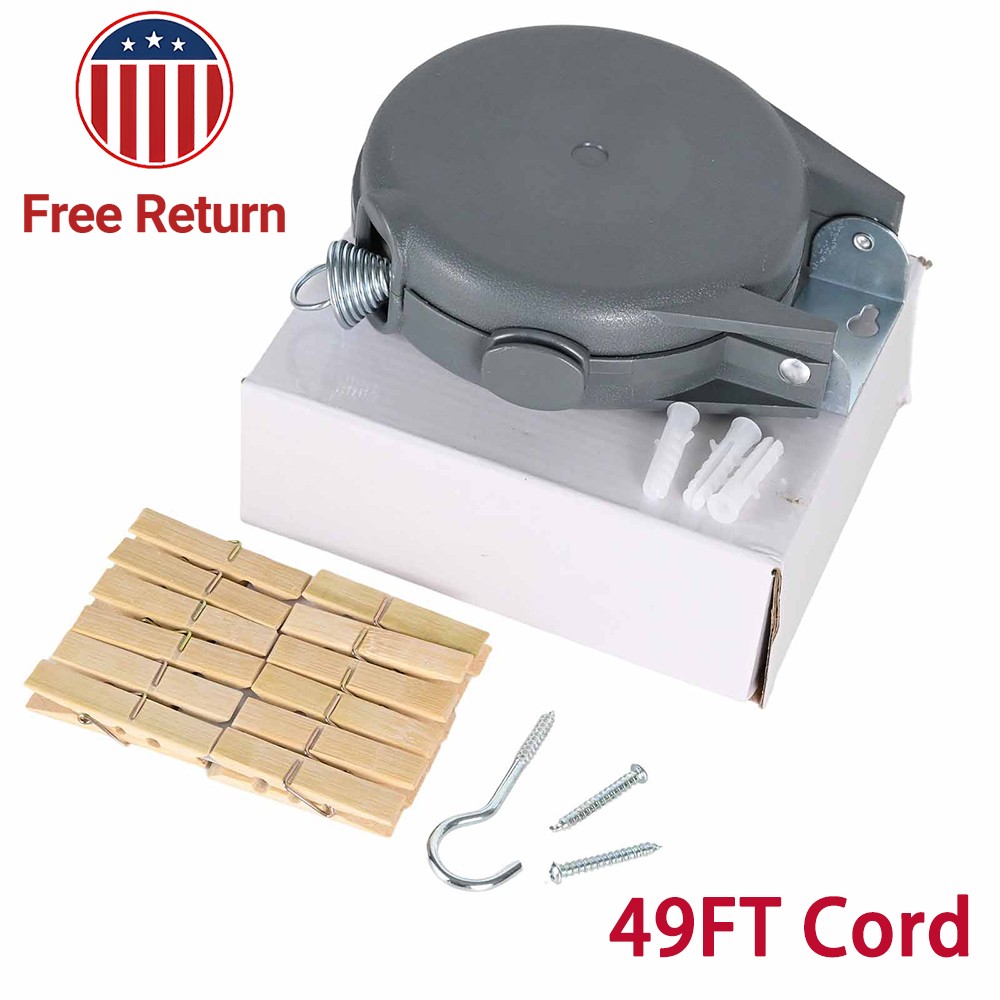49FT Retractable Reel Outdoor Dryer Clothes Line Laundry Was