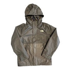 The North Face DryVent Rain Jacket Boys S 7/8 Gray Colorblock Hooded Shell