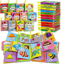 12PCS Soft Baby Books, Soft Cloth Books, Bath Toys, Crinkle Washable Non-Toxic E