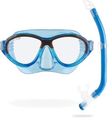 Cressi Moon Kid + Top Maske & Schnorchel Set - Kinder Einheitsgröße, blau/orange - Antibeschlag