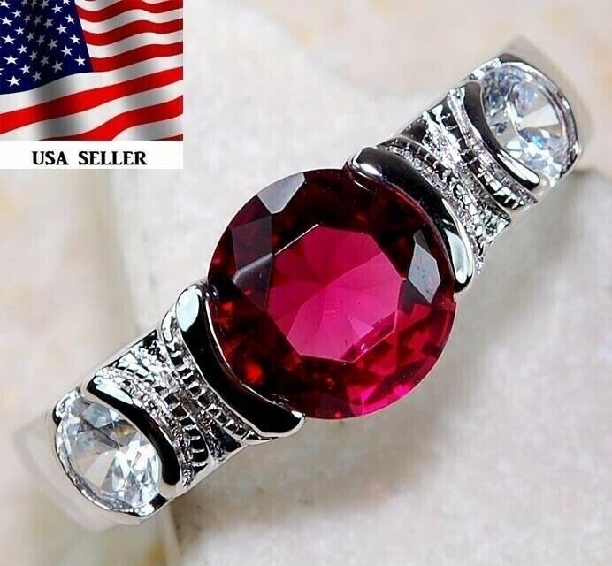 2CT Heat Treated Rubellite Tourmaline 925 Sterling Silver Silver Ring Sz 7 L1-2