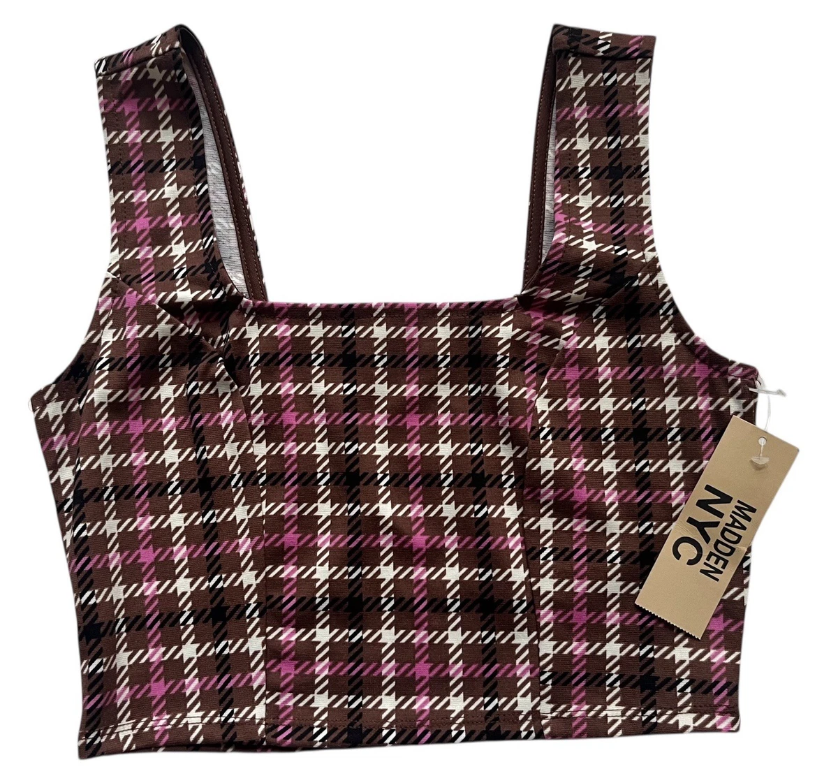Haut NYC Femme, Manches Courtes, Marron, Taille M, Perles Et Strass