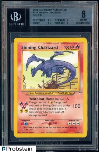 2002 Pokemon Neo Destiny #107 Shining Charizard Holo R Unlimited BGS 8 NM-MT