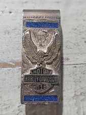 Harley Davidson Motorcycles Money Clip Blue Inlay Sterling Silver 925 2.5" 3406