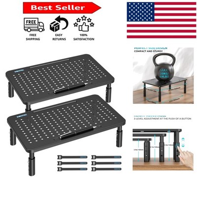 Adjustable Metal Monitor Stand 2 Pack - Ergonomic Riser with Cable Management