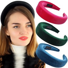 Woven Fabric Velvet Padded Headband Women Wide Solid Sponge Daily Hair Hoop