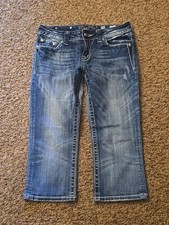 Miss Me Capri Jeans JP5345P Womens 28 Embellished Cross Distressed