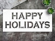 Happy Holidays Rustic Christmas Winter Home Decor Reusable Stencil - StencilAir