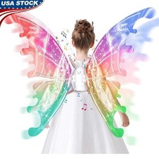 Electric Butterfly Wings Toys Light Up Flutter Music Kids Costume Accessory New