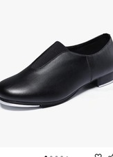 Linodes Unisex Black Slip-On Tap Dance Shoes with Elastic Top Size 7